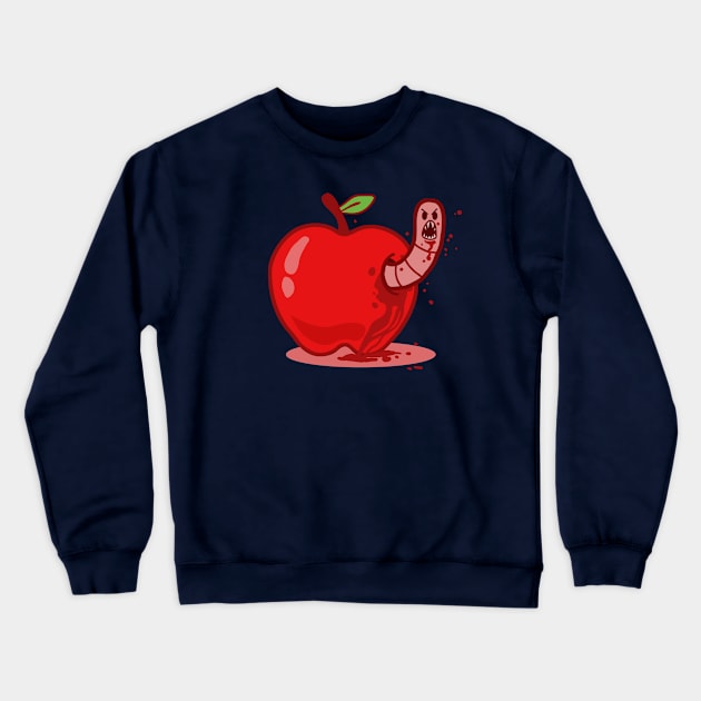 Worm vs Apple Crewneck Sweatshirt by bigbadrobot